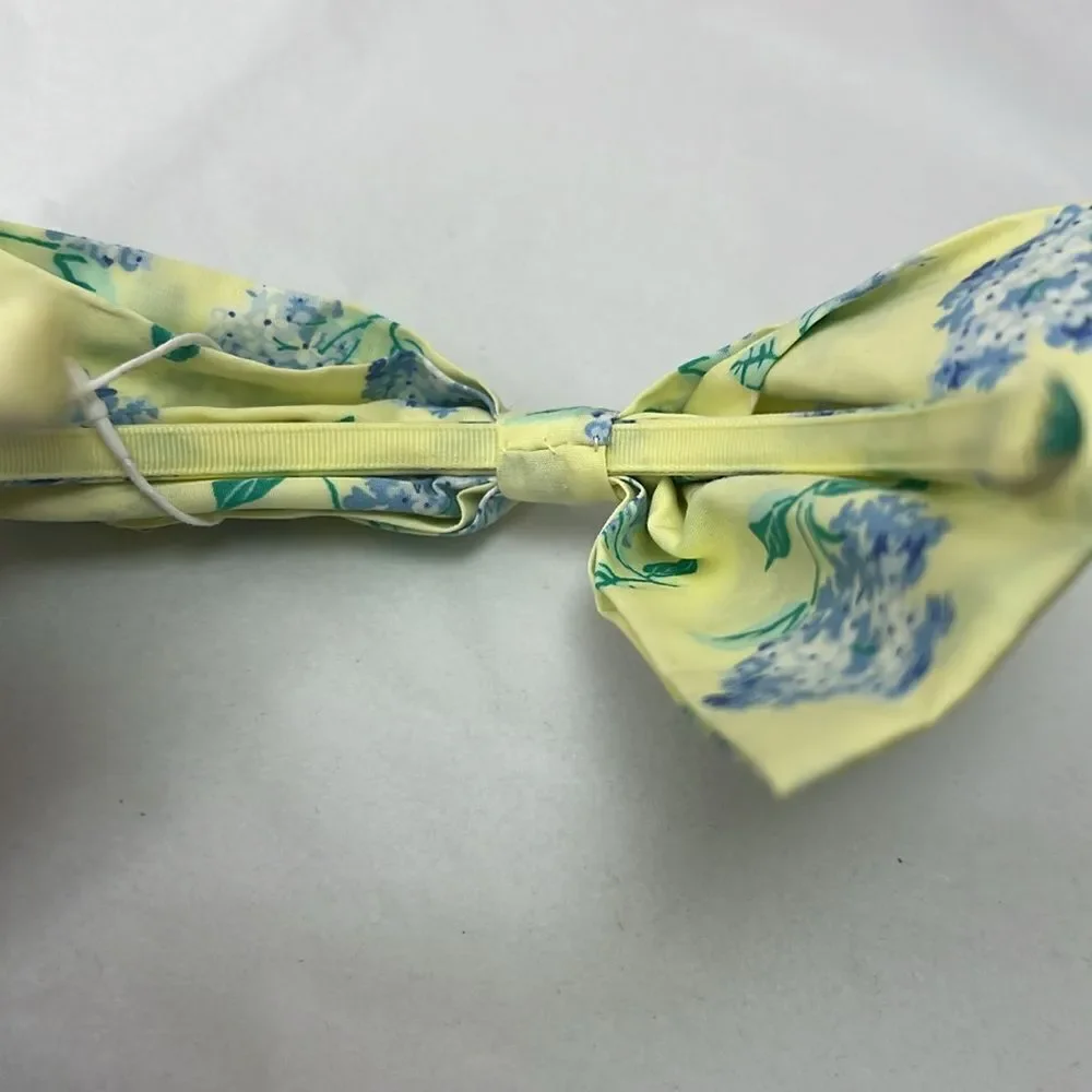 Janie and Jack Yellow floral bow headband Poplin. NWT one size